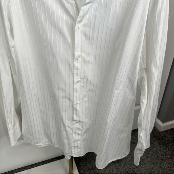 Sz XL Ermenegildo Zegna White Striped Dress Shirt 18” Collar $150 MSRP - Picture 8 of 11